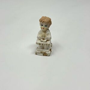 Vintage Porcelain First Communion Dedication Figurine of Child Praying 2”